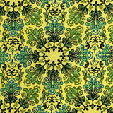 Snowflakes Fabric Christmas Splendor Medallions Gold, Green Yellow Cotton Quilting fabric Henry Glass HG8320M-66