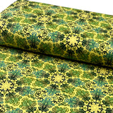Snowflakes Fabric Christmas Splendor Medallions Gold, Green Yellow Cotton Quilting fabric Henry Glass HG8320M-66