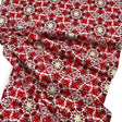 Snowflakes Fabric Christmas Splendor Medallions Gold accents, Red, White Cotton Quilting fabric Henry Glass HG8320M-44