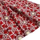 Snowflakes Fabric Christmas Splendor Medallions Gold accents, Red, White Cotton Quilting fabric Henry Glass HG8320M-44