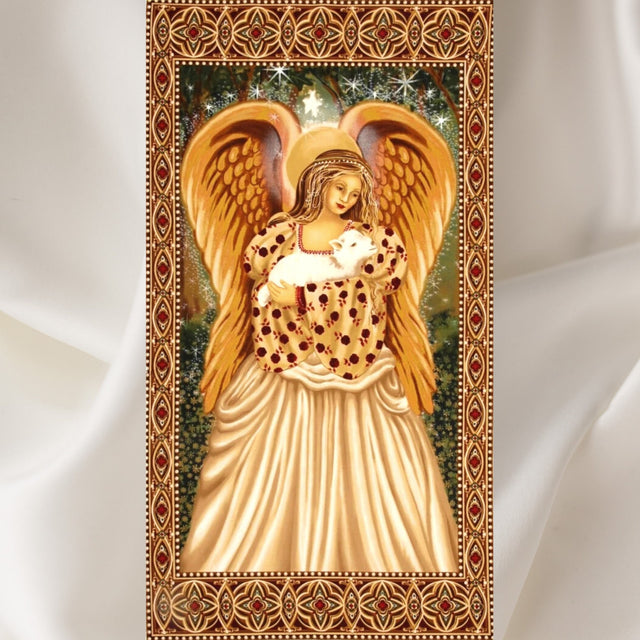 Golden Angel fabric panel with Lamb Quilting Cotton Fabric Panel Michael Miller CX4648
