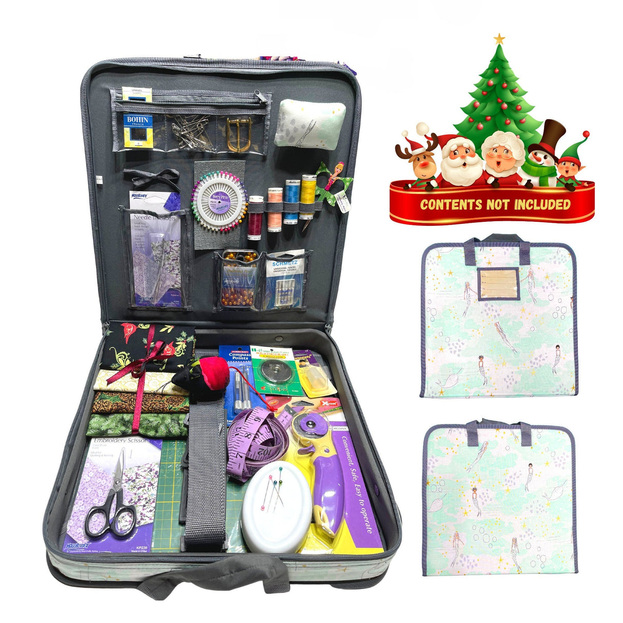 Sewing Organiser, Tote, Carry-on, Hobby case, soft green, Mermaids Gift Box (contents not included)