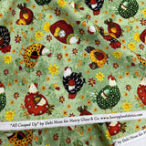 Chickens on grass fabric, Country Meadow, farm animals Country Scene HG6872-66