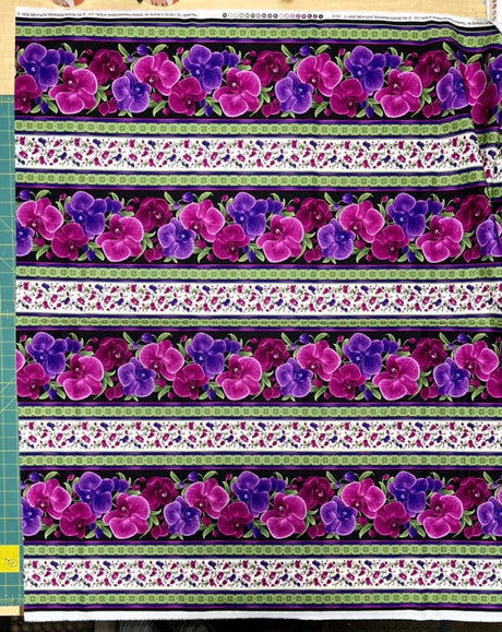 Orchid Border Magenta fabric by Timeless Treasures C3210