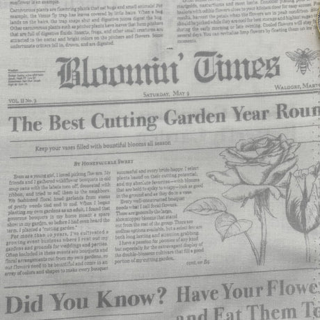 Vintage Newspaper fabric Mist Newsprint Bloomin Times Quilting Cotton fabric DC7820-Mist