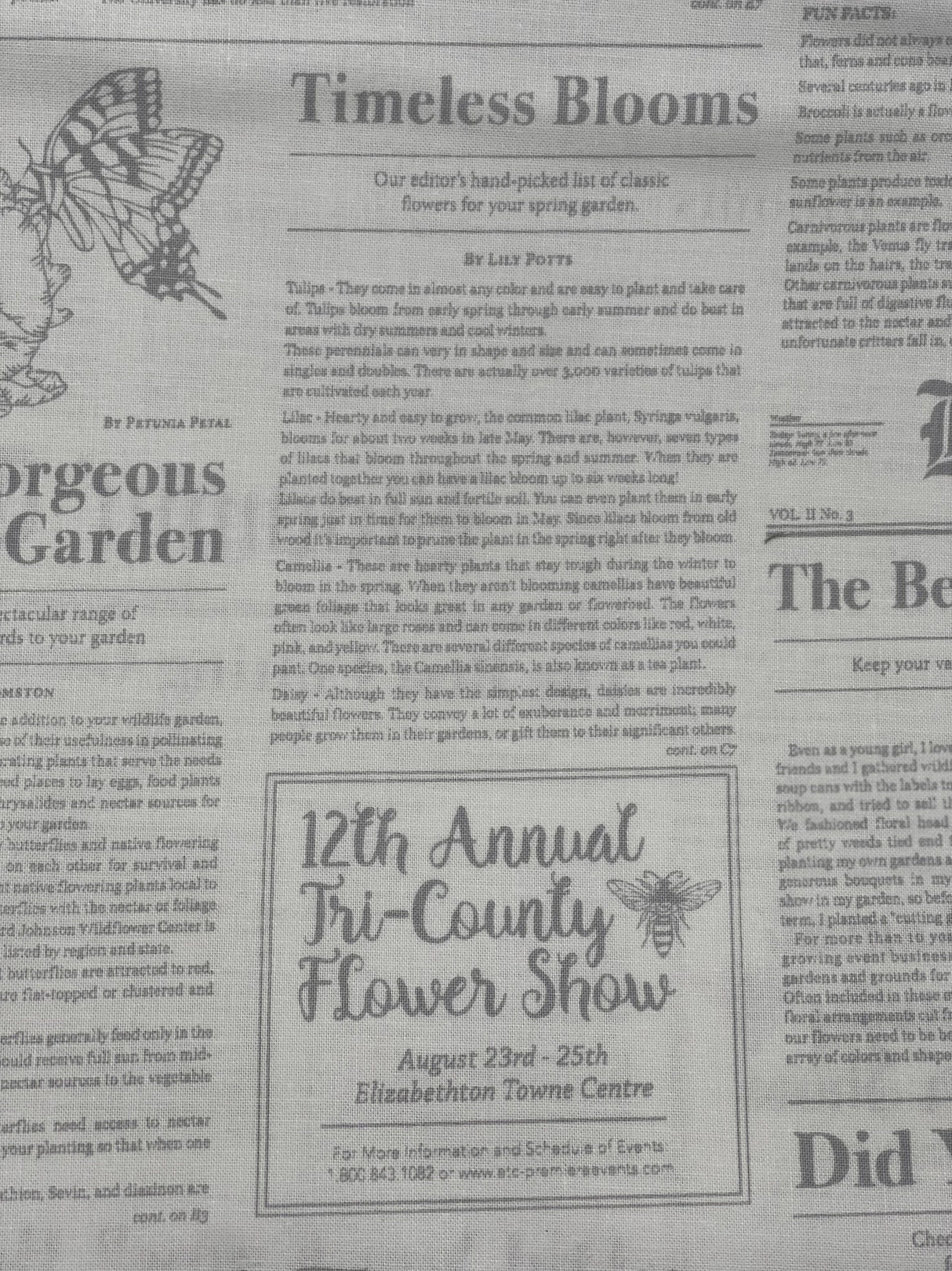 Vintage Newspaper fabric Mist Newsprint Bloomin Times Quilting Cotton fabric DC7820-Mist