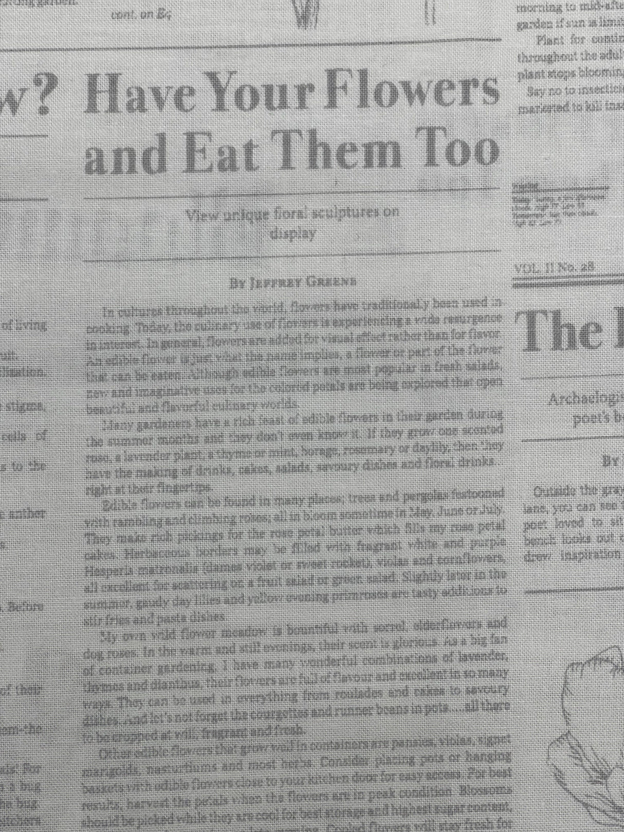 Vintage Newspaper fabric Mist Newsprint Bloomin Times Quilting Cotton fabric DC7820-Mist