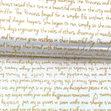 Memoirs fabric, Cotton, Quilting fabric, Words, letters, Michael Miller fabrics MD-5581.Gold