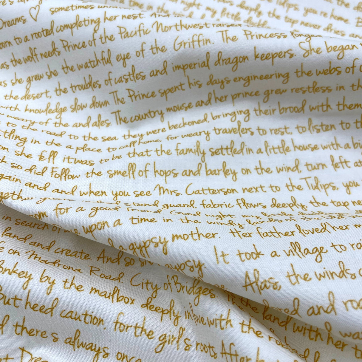 Memoirs fabric, Cotton, Quilting fabric, Words, letters, Michael Miller fabrics MD-5581.Gold