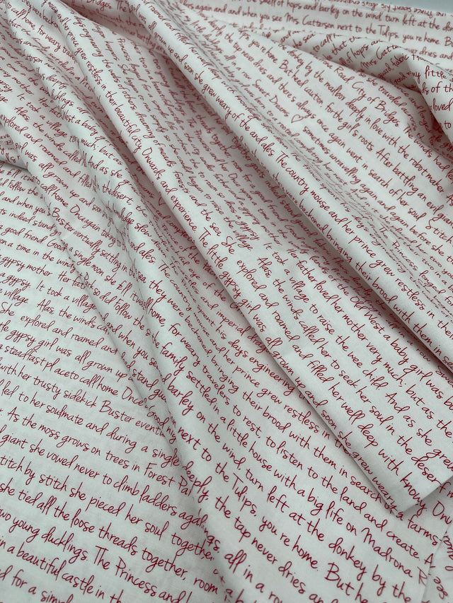 Memoirs fabric, Cotton, Quilting fabric, Words, letters, Michael Miller fabrics MD-5581RED