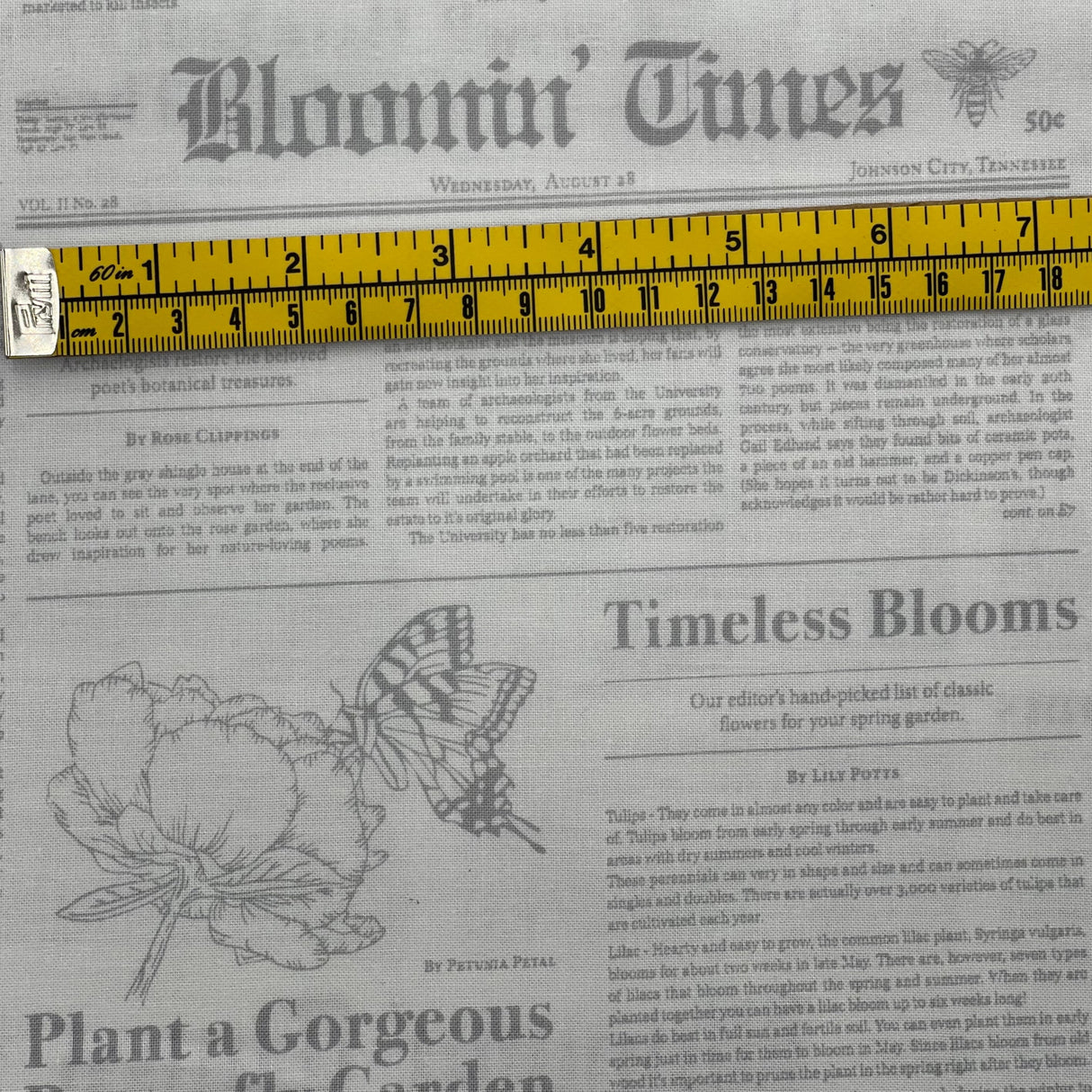 Vintage Newspaper fabric Mist Newsprint Bloomin Times Quilting Cotton fabric DC7820-Mist