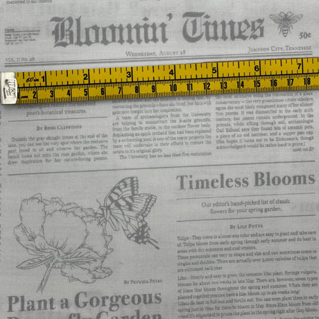 Vintage Newspaper fabric Mist Newsprint Bloomin Times Quilting Cotton fabric DC7820-Mist