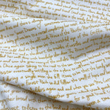 Memoirs fabric, Cotton, Quilting fabric, Words, letters, Michael Miller fabrics MD-5581.Gold