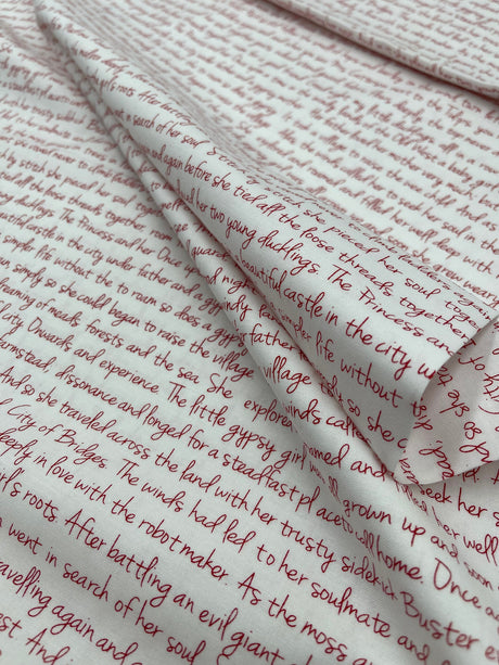 Memoirs fabric, Cotton, Quilting fabric, Words, letters, Michael Miller fabrics MD-5581RED