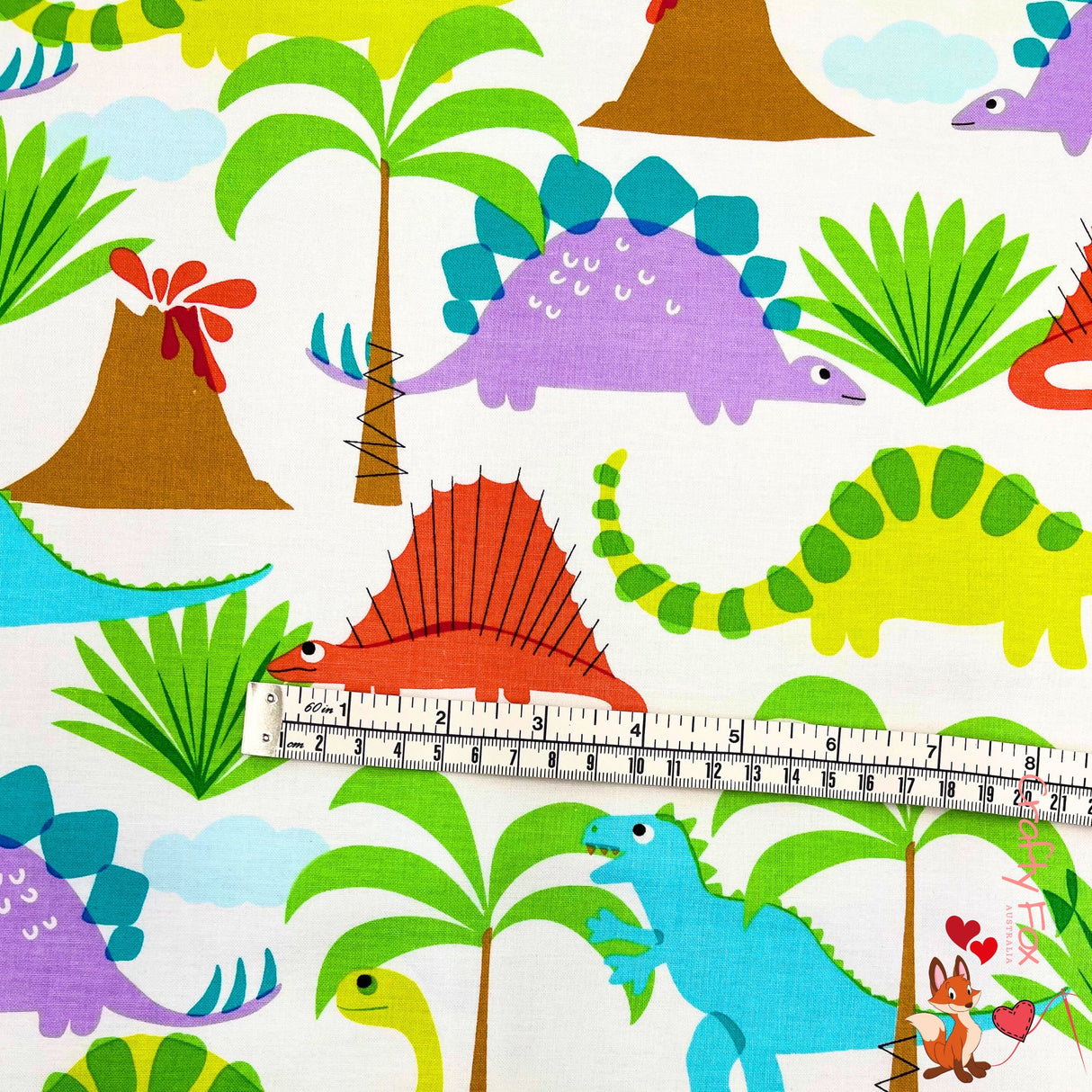 Land Lost fabric, Bright Animal Rainbow colours, Michael Miller fabrics MM5869-Multi
