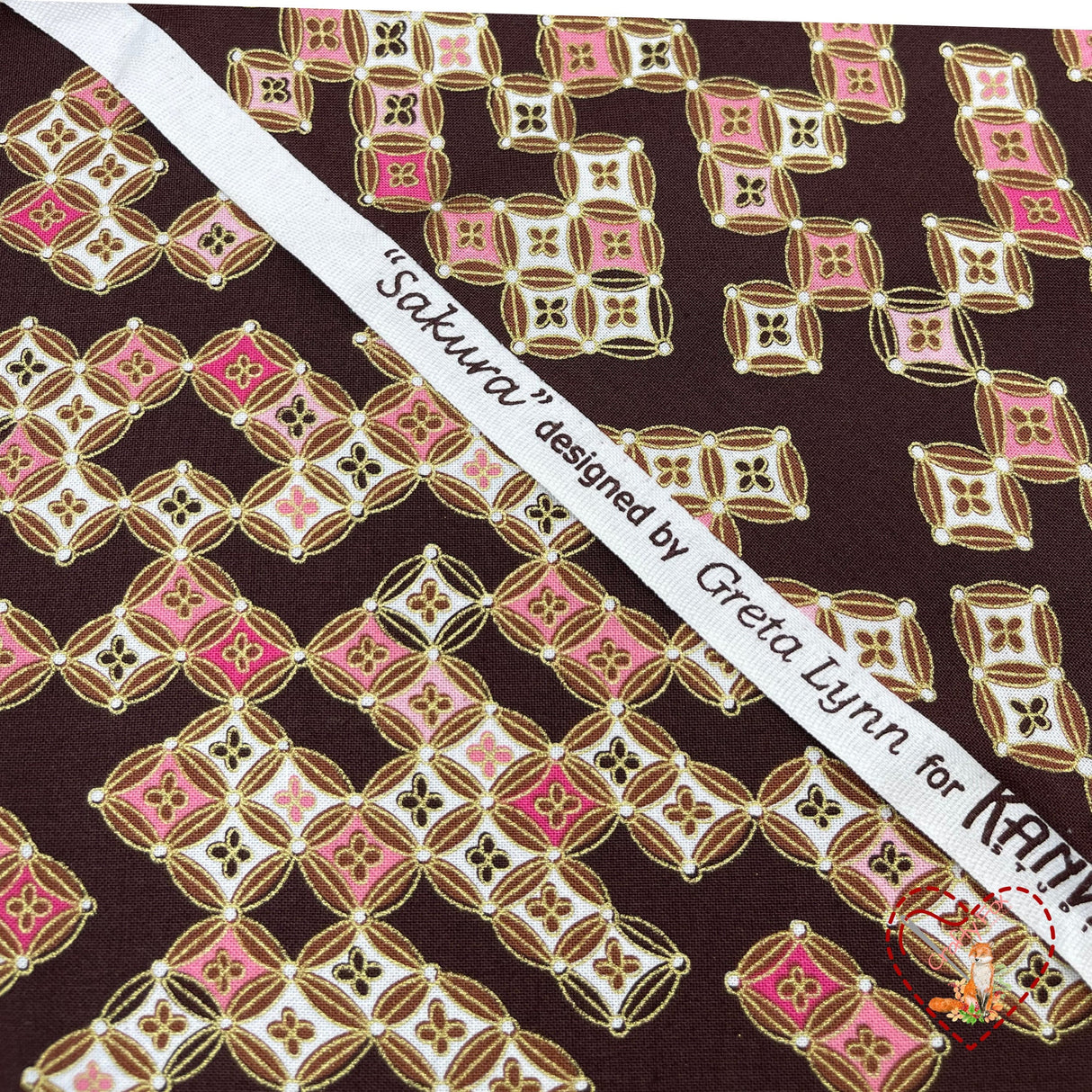 Sakura Japanese fabric by Greta Lynn, Diamonds, Geisha, Cotton Quilting fabric Benartex BT6277.77