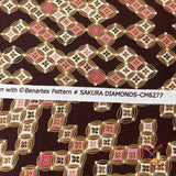 Sakura Japanese fabric by Greta Lynn, Diamonds, Geisha, Cotton Quilting fabric Benartex BT6277.77