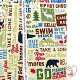 Camping Words, Text words, Rare fabric, OOP, Cotton Quilting Fabric, Timeless Treasures TT-C4944 FunStraw