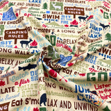 Camping Words, Text words, Rare fabric, OOP, Cotton Quilting Fabric, Timeless Treasures TT-C4944 FunStraw