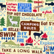 Camping Words, Text words, Rare fabric, OOP, Cotton Quilting Fabric, Timeless Treasures TT-C4944 FunStraw