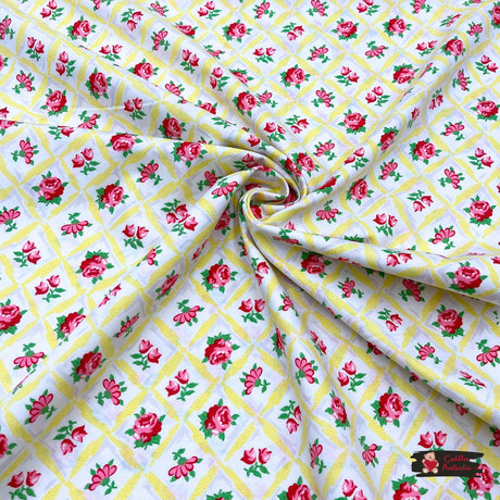 Annette, Retro floral fabric, Aqua, Seafood, Sunshine Cotton Quilting, OOP, Michael Miller fabric MM-CX6853