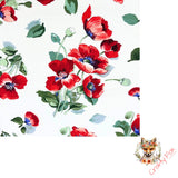 Fresh Cut Poppies, Floral fabric, Cotton Quilting, by Michelle D'Amore, Timeless Treasures TT4724.white