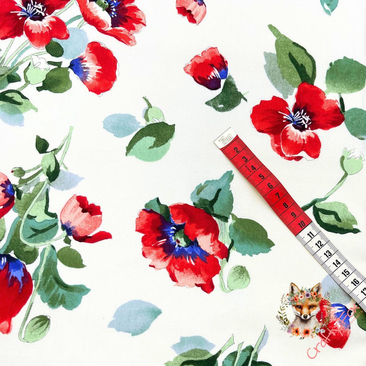 Fresh Cut Poppies, Floral fabric, Cotton Quilting, by Michelle D'Amore, Timeless Treasures TT4724.white