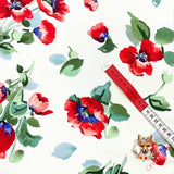 Fresh Cut Poppies, Floral fabric, Cotton Quilting, by Michelle D'Amore, Timeless Treasures TT4724.white