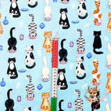 Cats Meow fabric, Animals, Cat fabric, Stacked cats Blue, Cotton, Quilting, Henry Glass HG1141.11