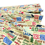 Camping Words, Text words, Rare fabric, OOP, Cotton Quilting Fabric, Timeless Treasures TT-C4944 FunStraw