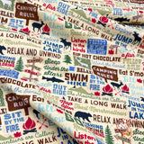 Camping Words, Text words, Rare fabric, OOP, Cotton Quilting Fabric, Timeless Treasures TT-C4944 FunStraw