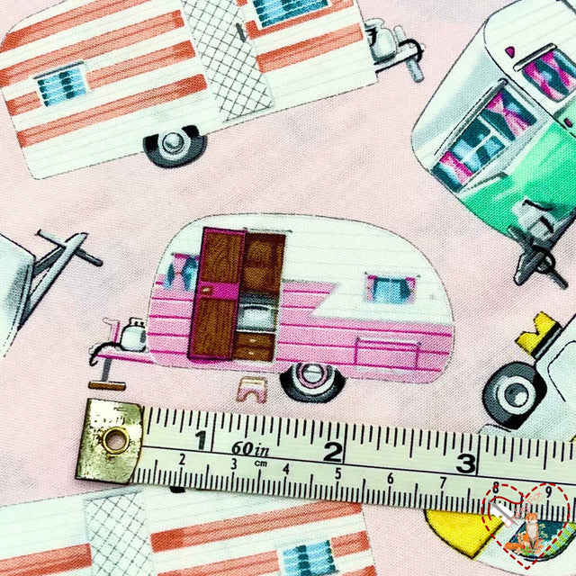 Vintage Campers, Camping Vehicles, RV Trailer Caravans, Quilting, Cotton fabric TT-C5392.GM
