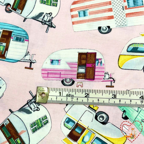 Vintage Campers, Camping Vehicles, RV Trailer Caravans, Quilting, Cotton fabric TT-C5392.GM