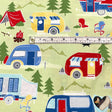 Vintage Campers, Travel trailers, Camping Vehicles, Caravans, Quilting, Cotton fabric TT-C4943Green