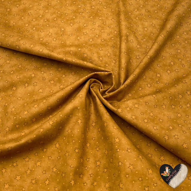 Why fabric, Tan, Green, Stars and miniature Checks, Quilting, Cotton fabric, Henry Glass HG-8217