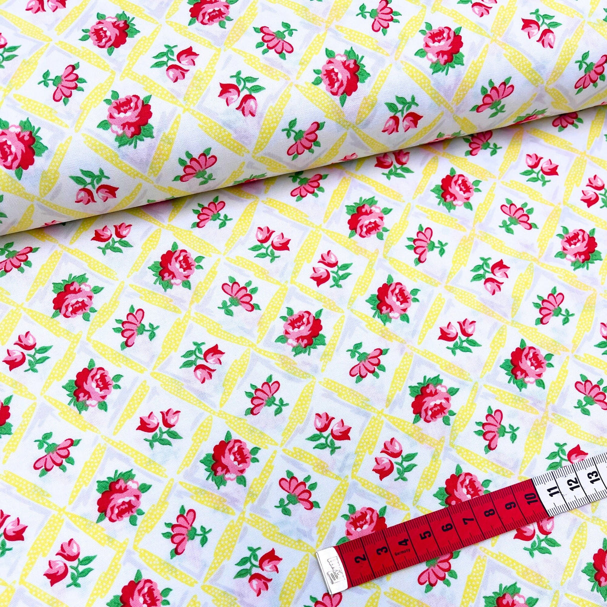 Annette, Retro floral fabric, Aqua, Seafood, Sunshine Cotton Quilting, OOP, Michael Miller fabric MM-CX6853