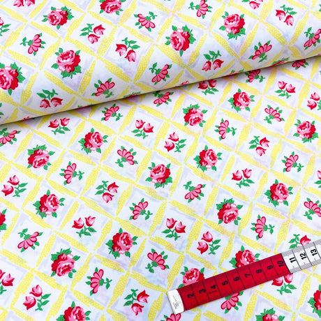 Annette, Retro floral fabric, Aqua, Seafood, Sunshine Cotton Quilting, OOP, Michael Miller fabric MM-CX6853