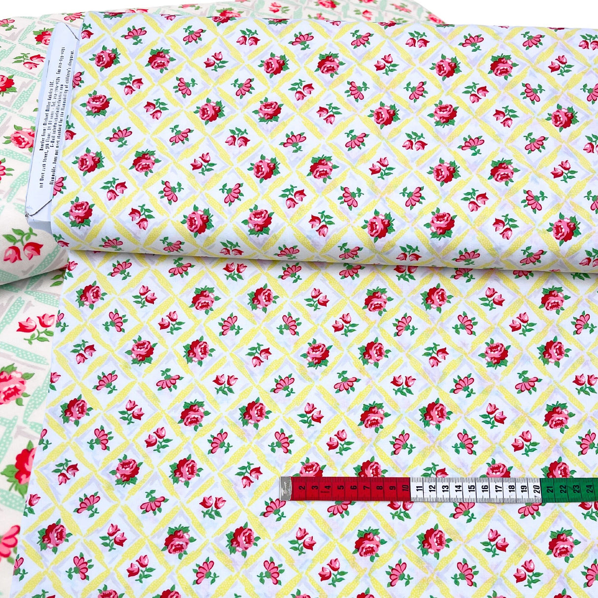 Annette, Retro floral fabric, Aqua, Seafood, Sunshine Cotton Quilting, OOP, Michael Miller fabric MM-CX6853