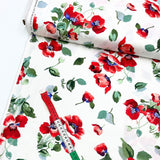 Fresh Cut Poppies, Floral fabric, Cotton Quilting, by Michelle D'Amore, Timeless Treasures TT4724.white