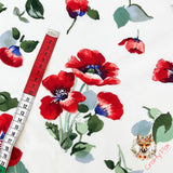 Fresh Cut Poppies, Floral fabric, Cotton Quilting, by Michelle D'Amore, Timeless Treasures TT4724.white