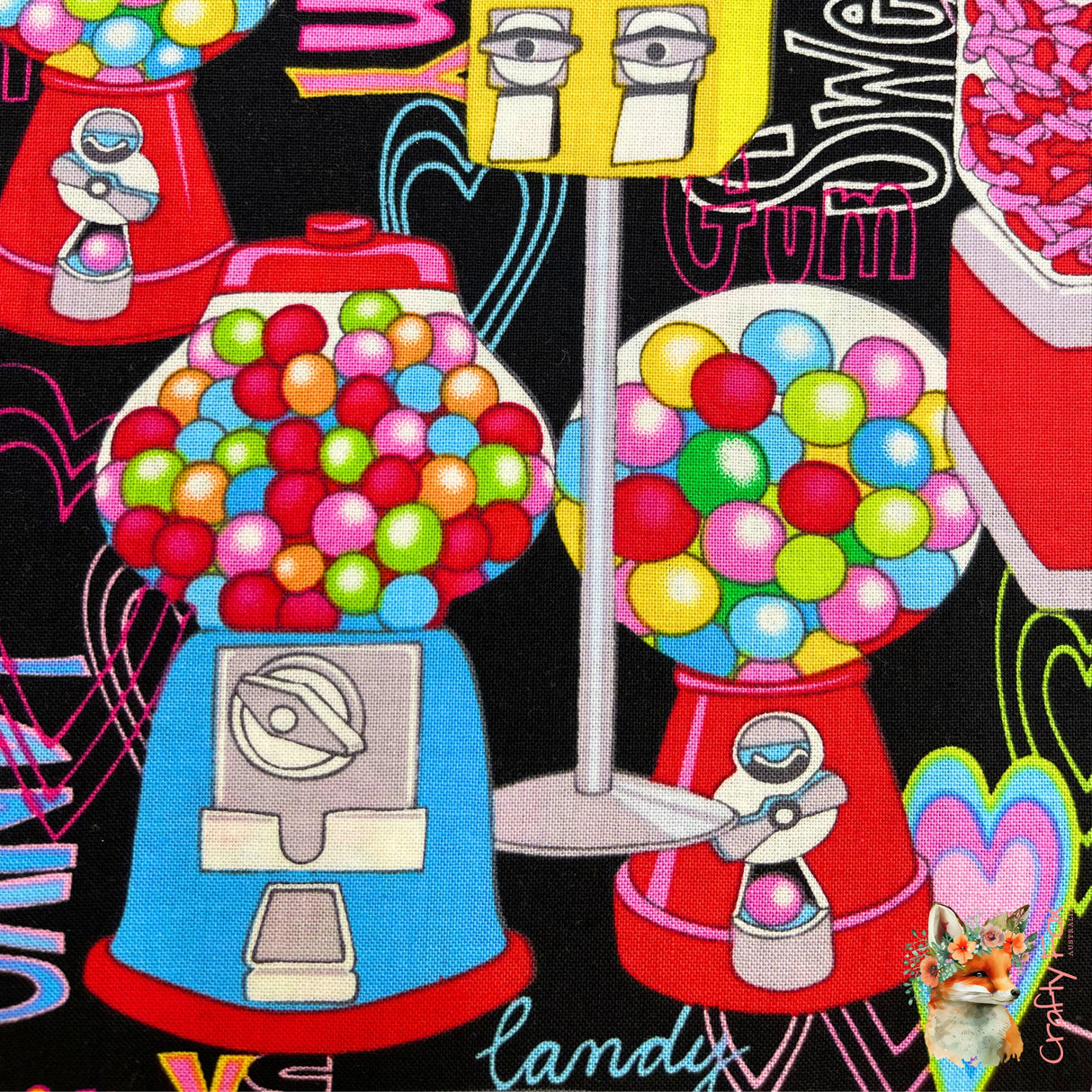 Candy Machines, Sweets, Bubblegum fabric, Quilting Cotton Fabrics, Timeless Treasures TT-9272.Fun