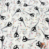 Sew! Sew! Sewing Kit, Black on White, Cotton fabric, Scissors, Benartex BT8475.09