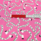 Tape Measure showing width of tape measure of Sew! Sew! fabric, TapeMeasures on Cotton fabric, Benartex BT8467.22