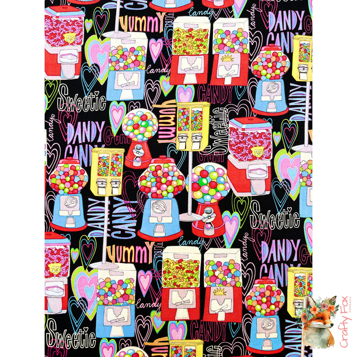 Candy Machines, Sweets, Bubblegum fabric, Quilting Cotton Fabrics, Timeless Treasures TT-9272.Fun