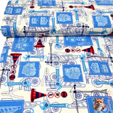 Under Construction fabric, Mining, rare fabric, Quilting, Blue, Cotton fabric by Benartex Kanvas BT05891.09