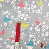 Butterfly Blossoms fabric, Michael Miller Fabrics, Cloud Grey, Project Dovetail MM-DC7081.Cloud