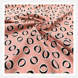 Swirl of Calligraphy Circle fabric, Black, Carnelian Orange Cotton Quilting fabric Geometric, FreeSpirit FS-PWDS048