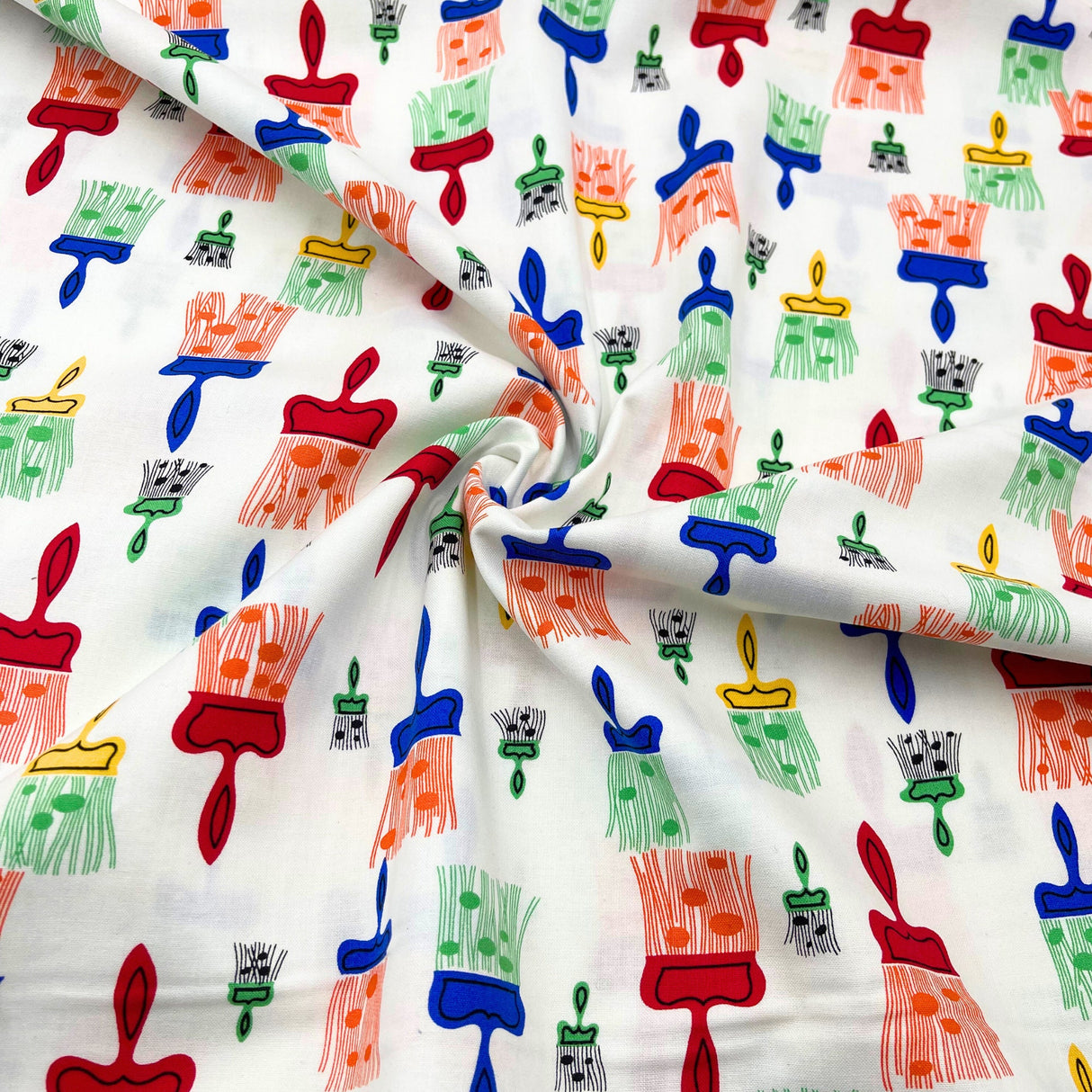 Paint Brushes, Painterly Cotton fabric