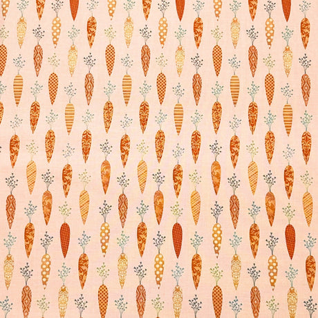 Bunny Tales Fabric with Carrots on Soft Peach - Lucie Crovatto Design