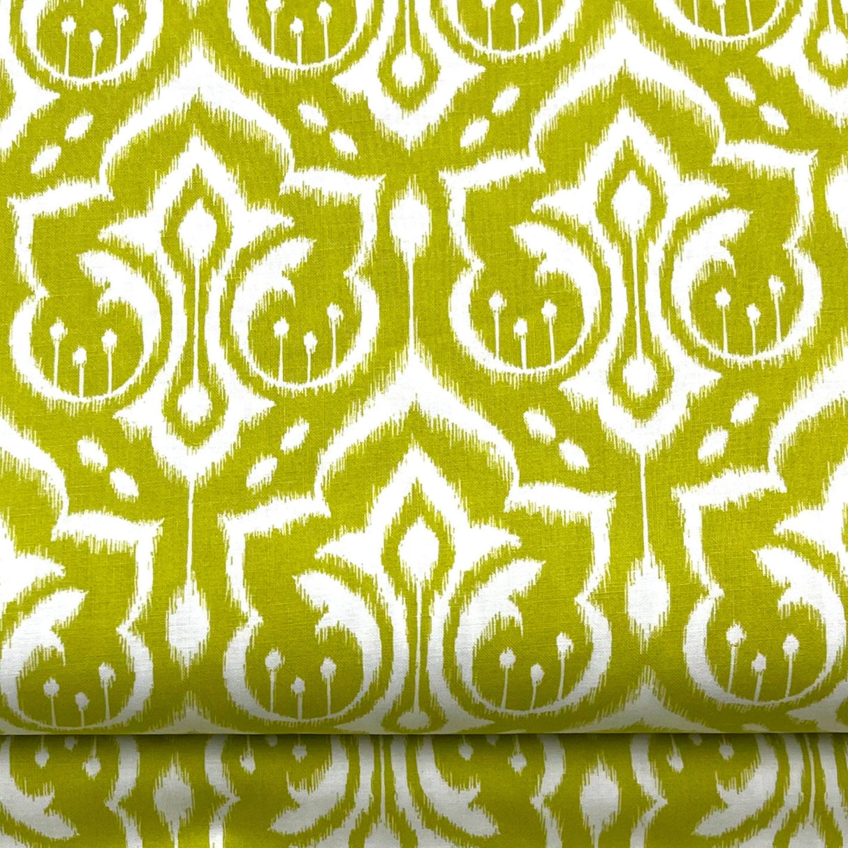 Ikat Damask Fabric, Cotton Quilting, green leaf by Michael Miller MM-PS6450/Leaf